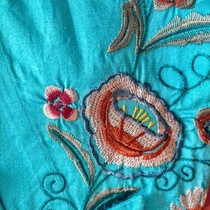 Robin's egg blue embroidered blouse